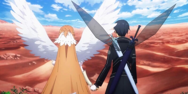 Sword Art Online asuna kirito holding hands