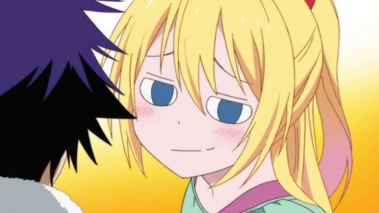 smug blonde haired anime girl