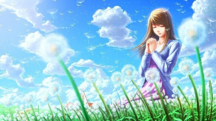 beautiful anime girl nature wallpaper