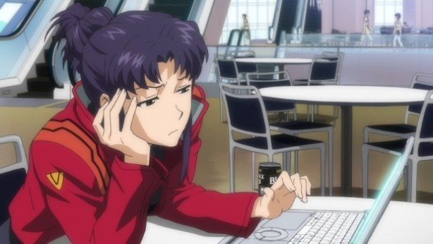 misato bored neon genesis evangelion