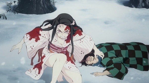 nezuko protects tanjiro