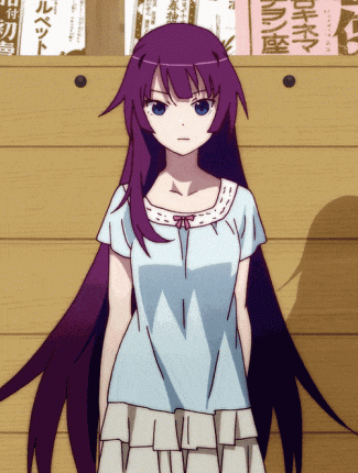 senjougahara hitagi long hair gif