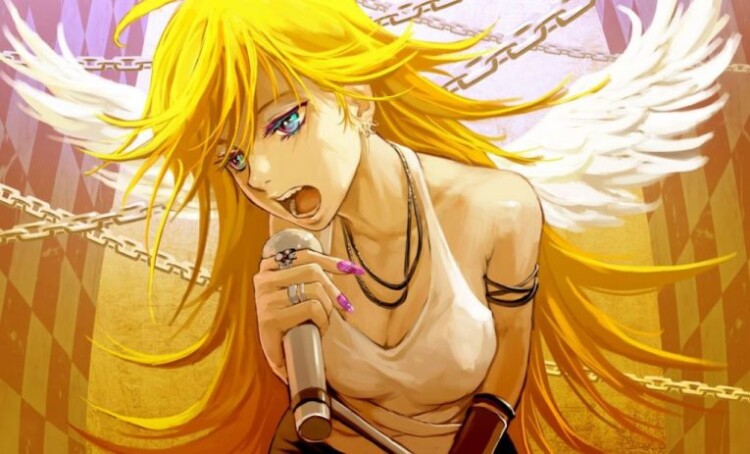 anime girl blonde singing wallpaper