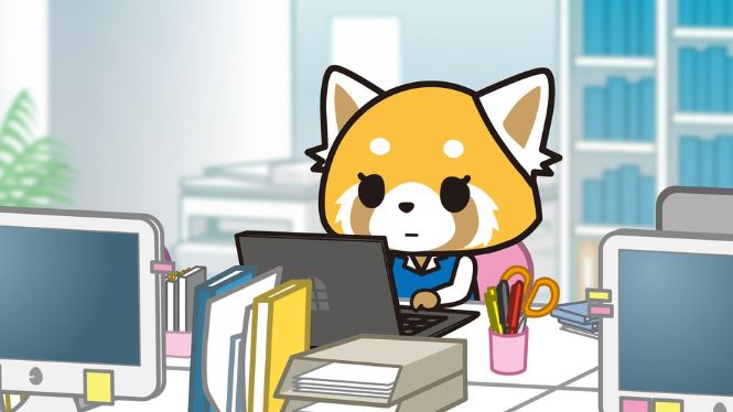 Aggretsuko laptop scene