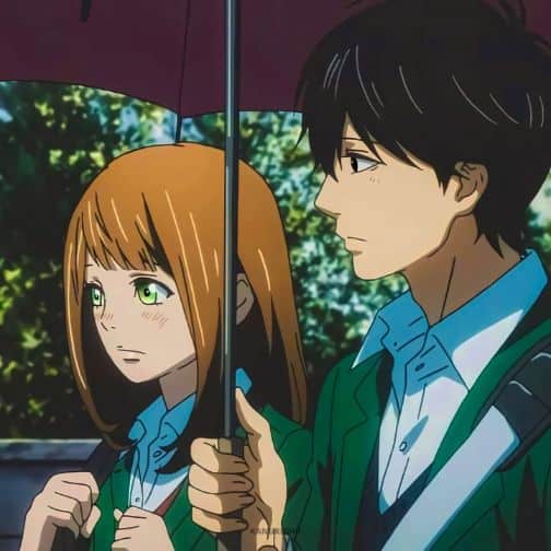 Orange kakeru and naho umbrella anime