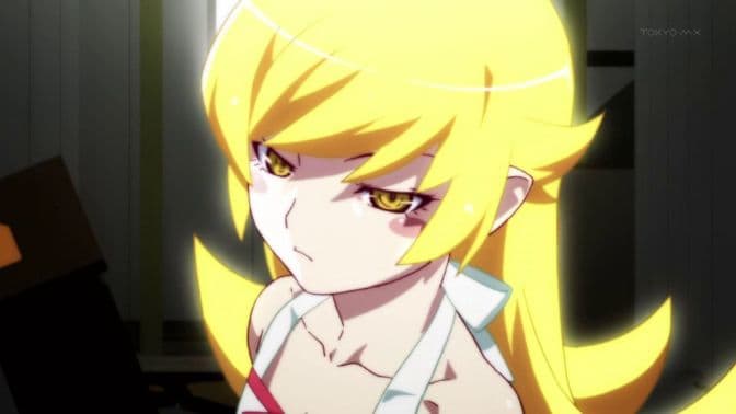 Shinobu Oshino yellow eyes blonde hair anime