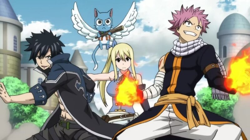 Fairy Tail natsu lucy gray happy