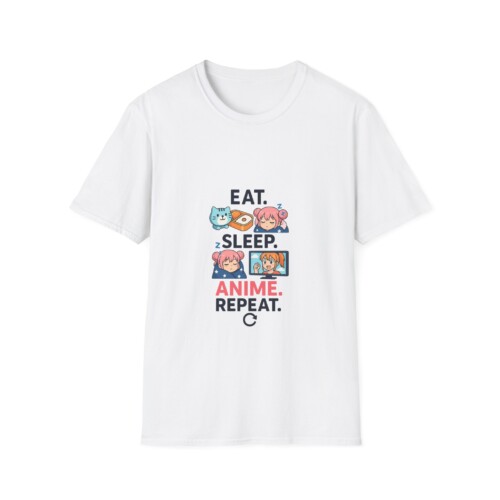 Unisex Anime Graphic T-Shirt - Eat Sleep Anime Repeat